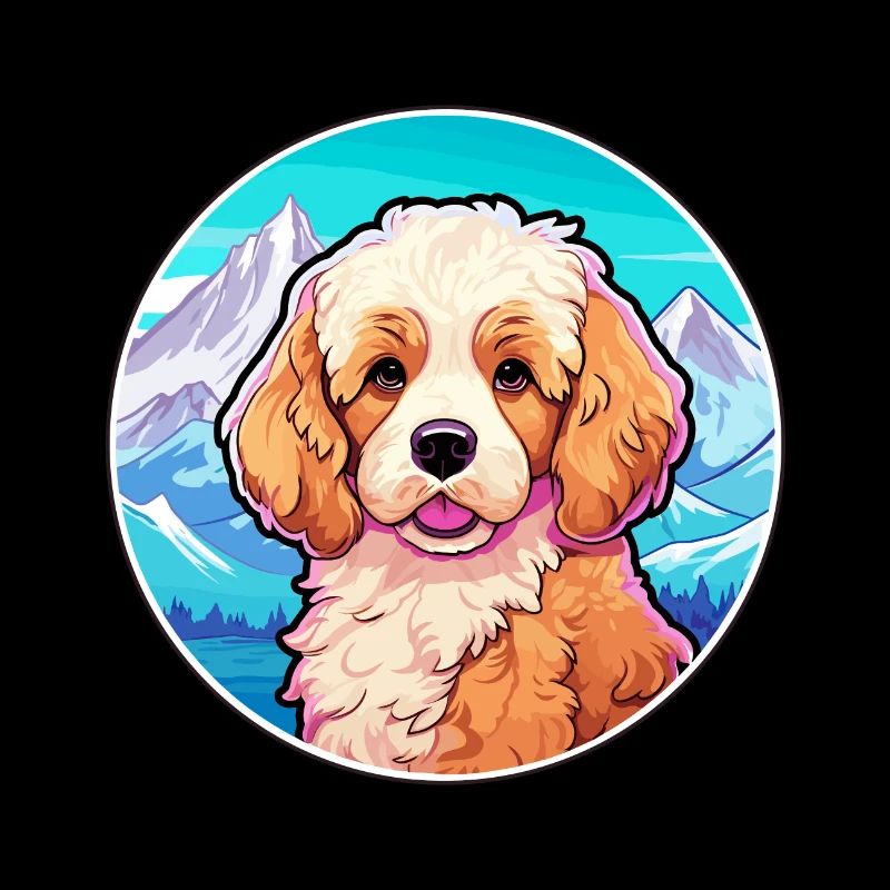 Cavapoo Hunderasse Karikatur Kawaii Aquarell