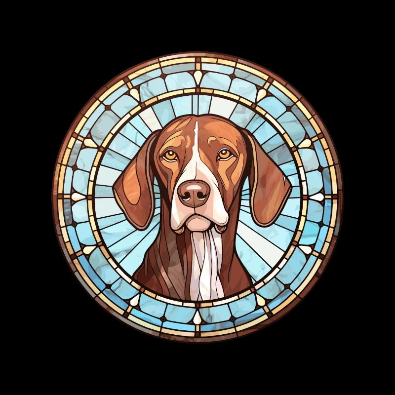 Old Danish Pointer Dog Breed Stained Glass Colorfu