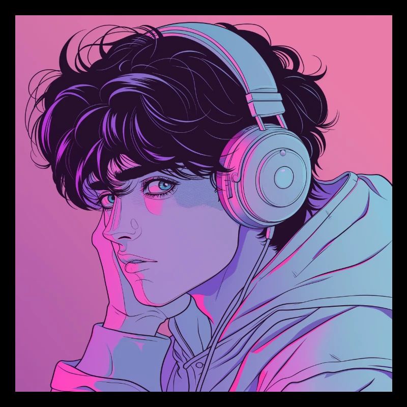 Années 80 Anime Guy Calmant Impression de mode de haute qualité