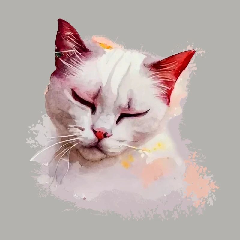 Cute White Cat Sleeping Tshirt