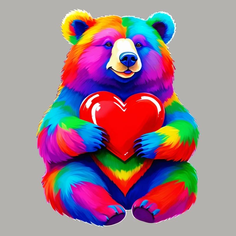 Regenbogen Bär mit Herz Bunt