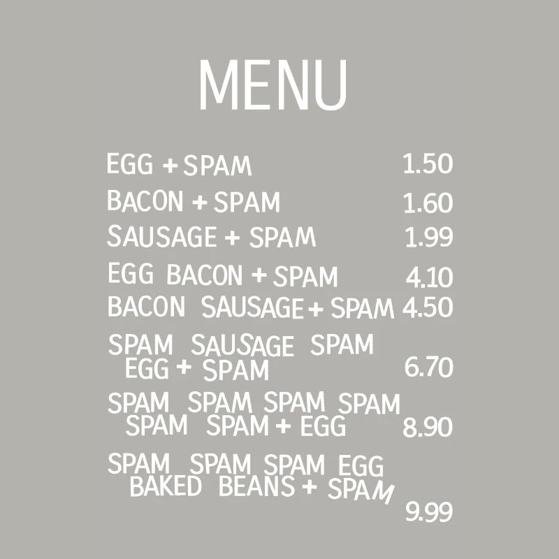 Seriously Pointless Awful Menu