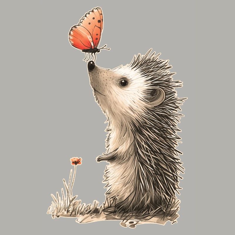 Hérisson et papillon