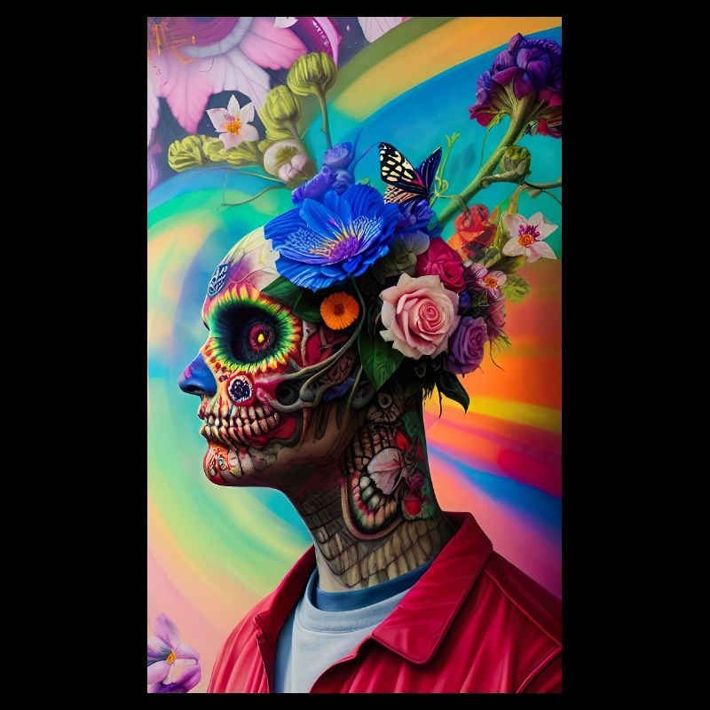 ARTWORK Flower Skull Head Guy
