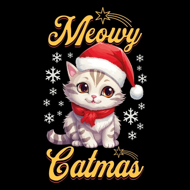 Chat Noël Joyeux Miaou Catmas Moche Mignon