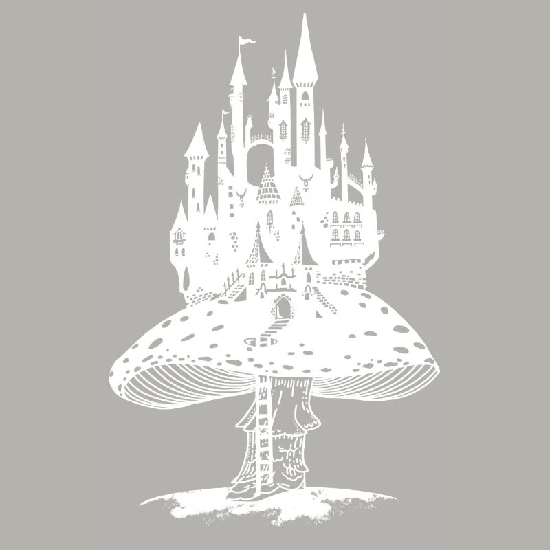 Château de conte de fées sur un champignon géant