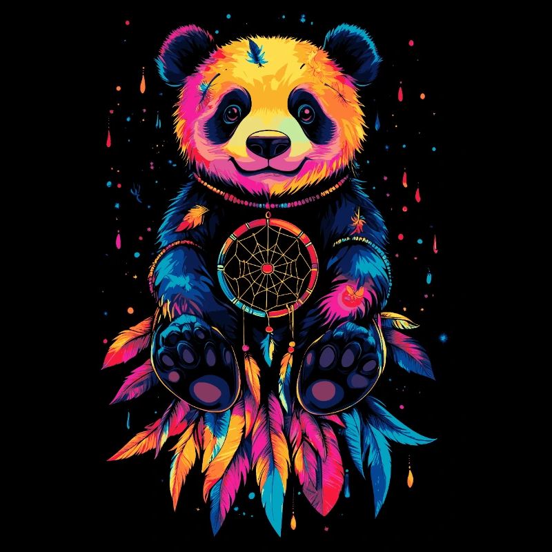 Bunter Panda mit Traumfänger