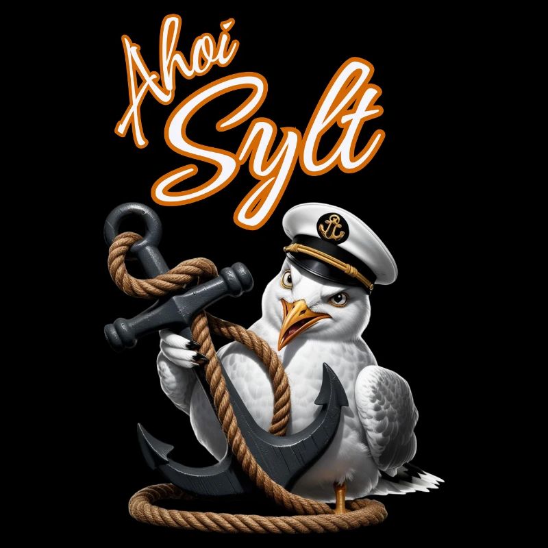Ahoi Sylt Möwe mit Anker