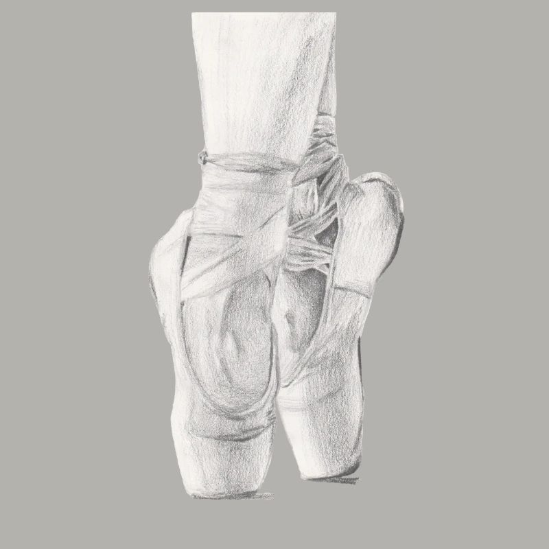 Schwarz-Weiß-Ballett-Spitzenschuhe Bleistiftzeichnung