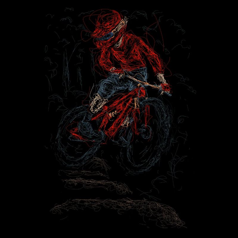down hill cyclist jump line art rough drawing