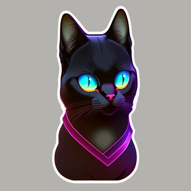 Black cat under neon light effect