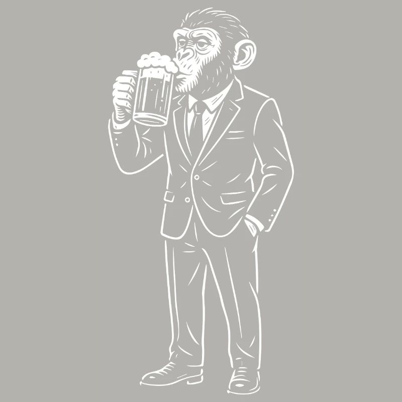 Chimp in a Suit Drinking Beer