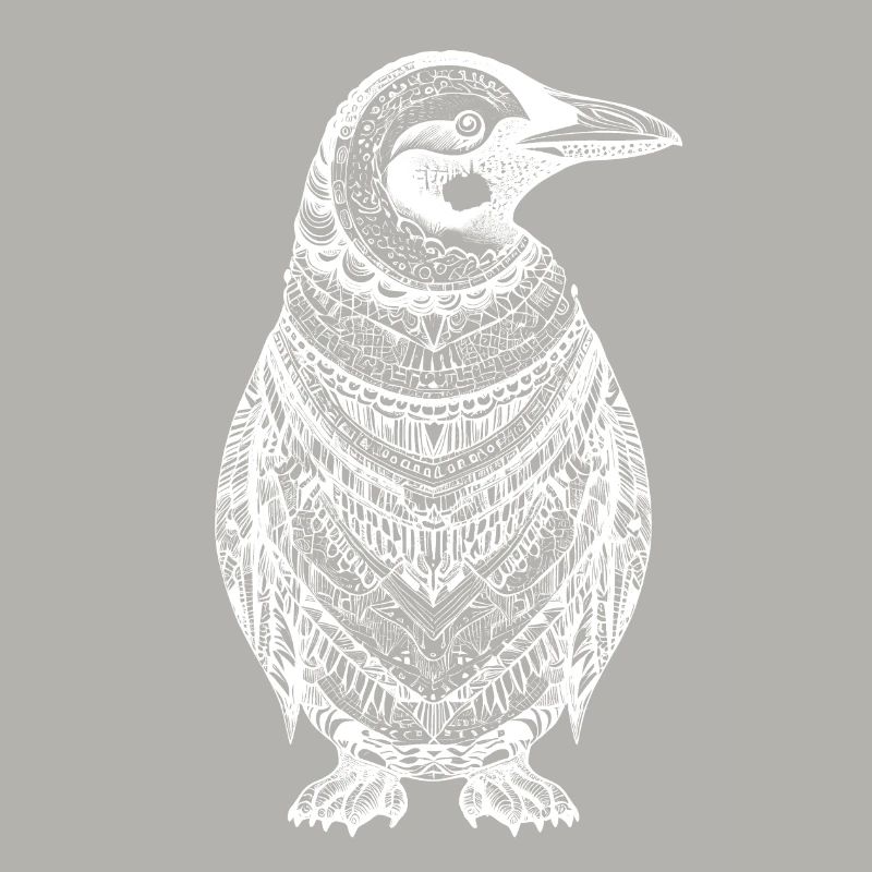 Cool penguin with boho ethno patterns in white