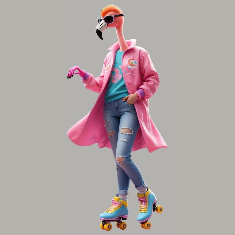 Rollerskating Flamingo