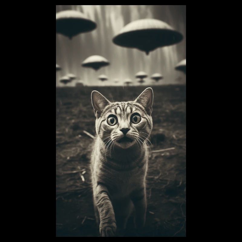 Funny Cat Selfie Alien UFO Meme