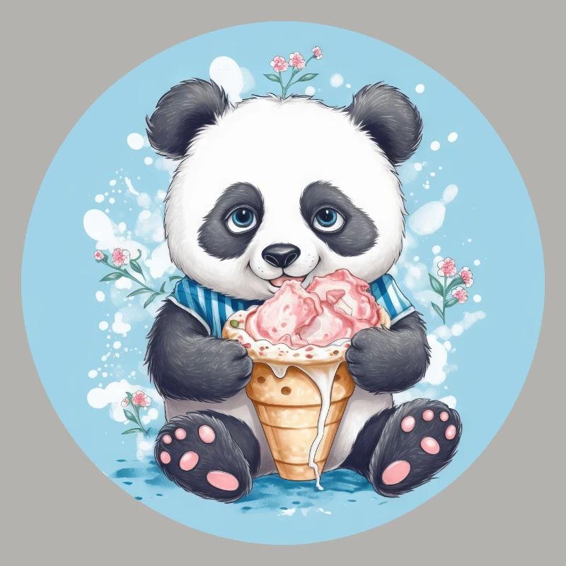 Tollpatschiger Panda - Eis & Blumen Sunset Design