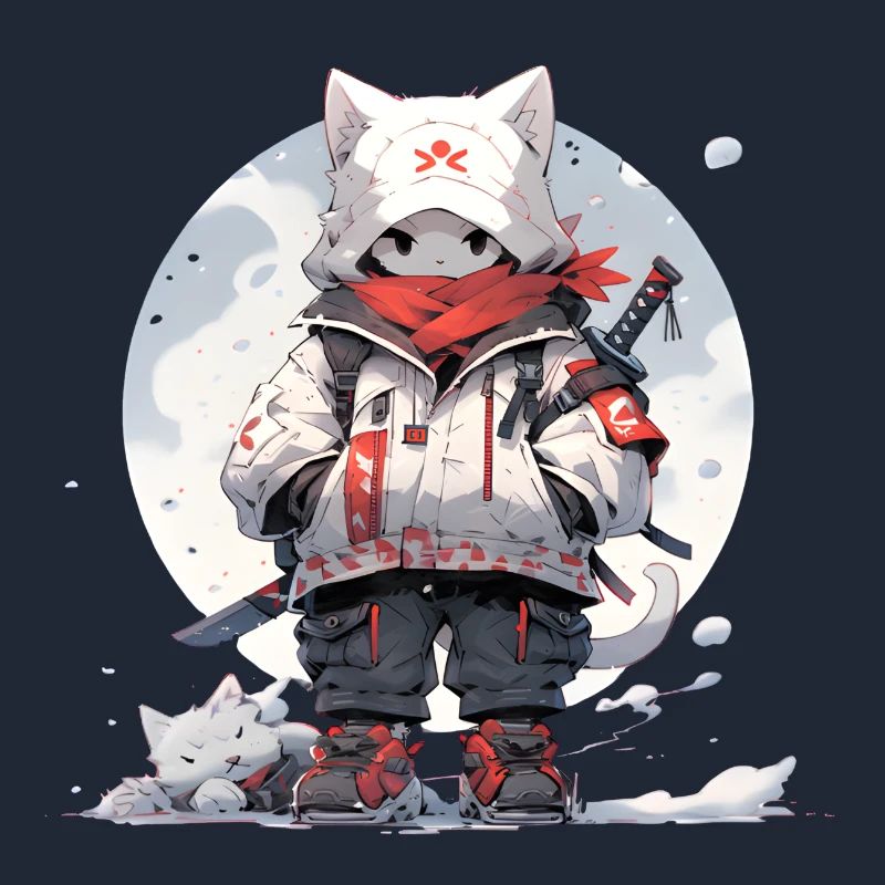 Chat samouraï mignon