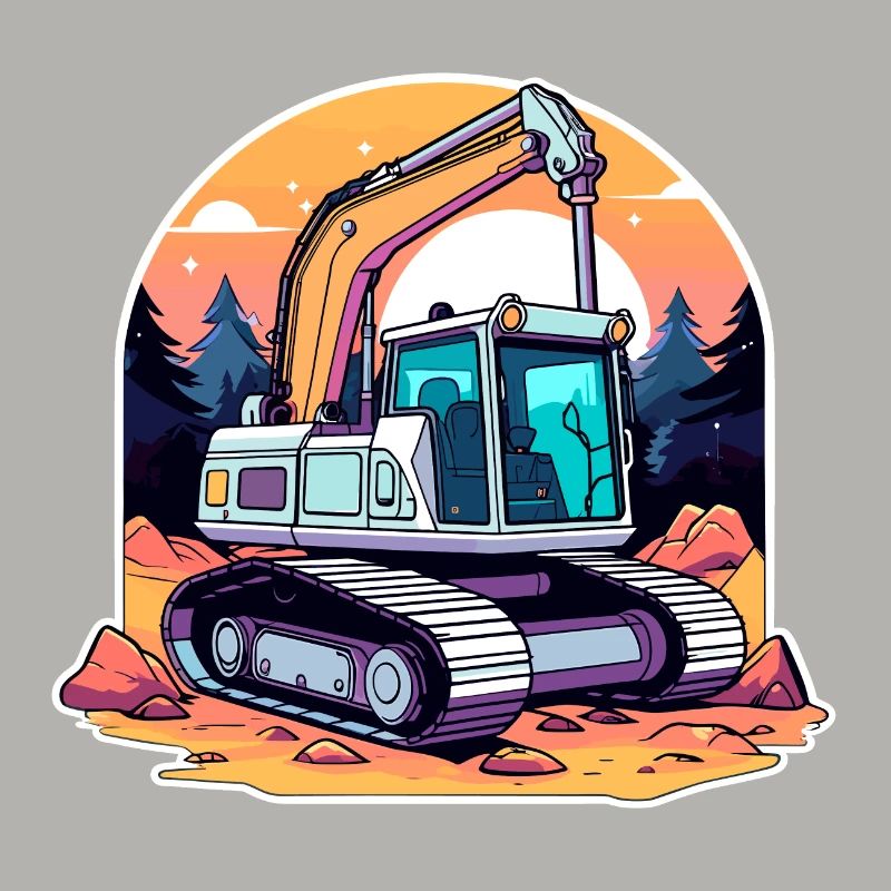 Excavator Construction Site Drawing