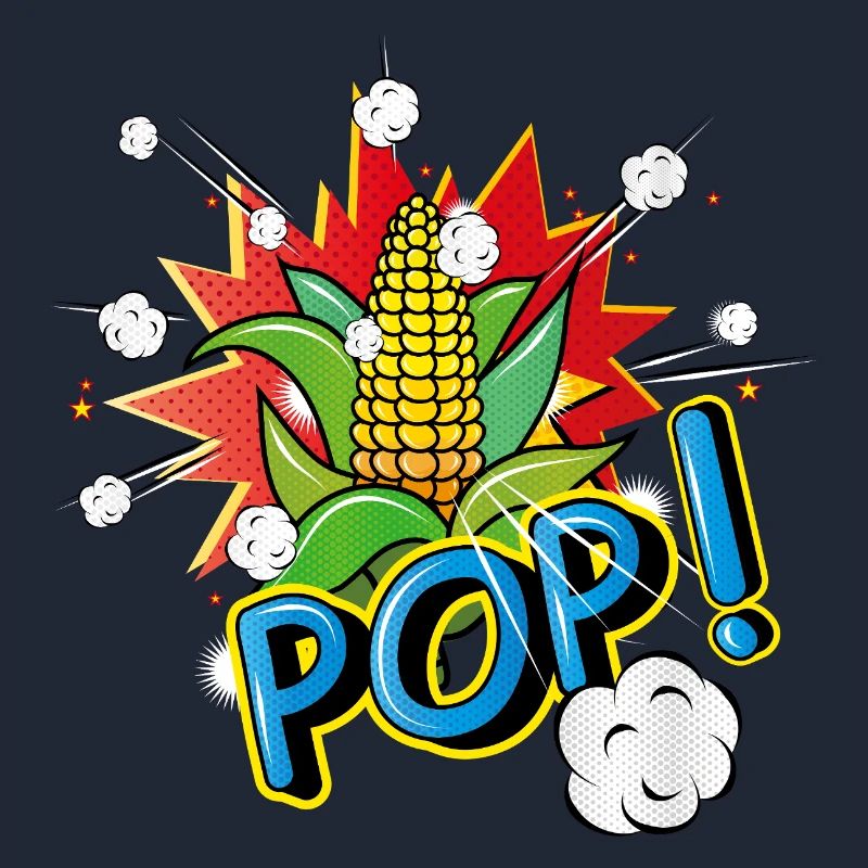 Pop Art Style Corn on the Cob with Popcorn Effect