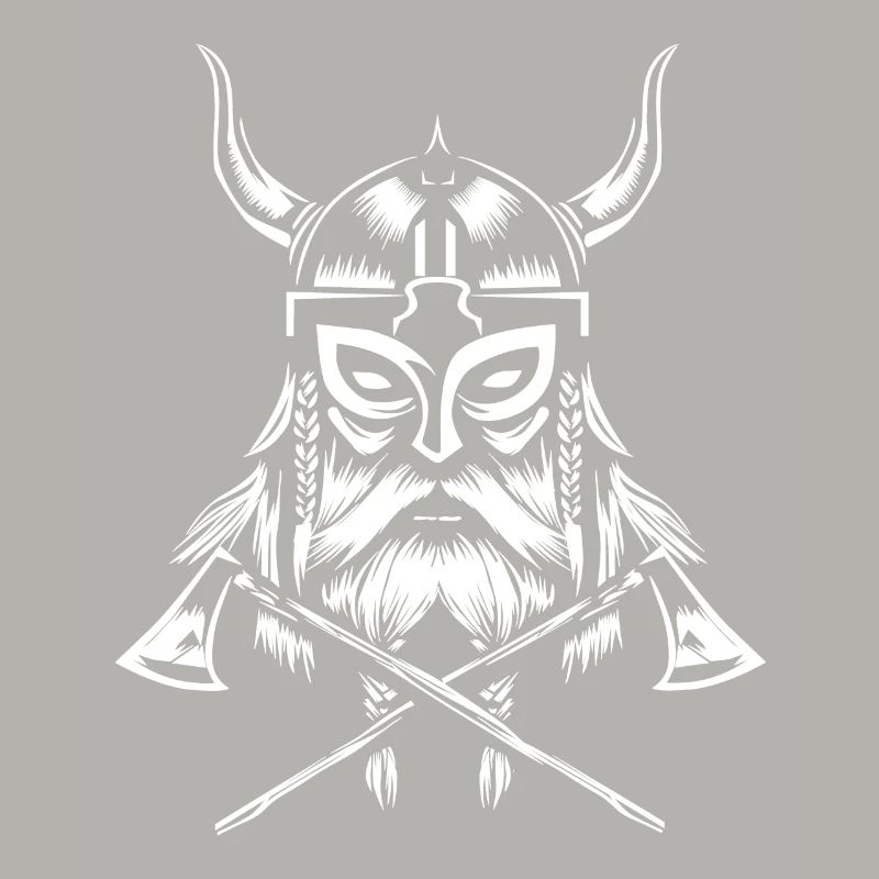 Wikinger Krieger mit Äxten und Hörner Helm