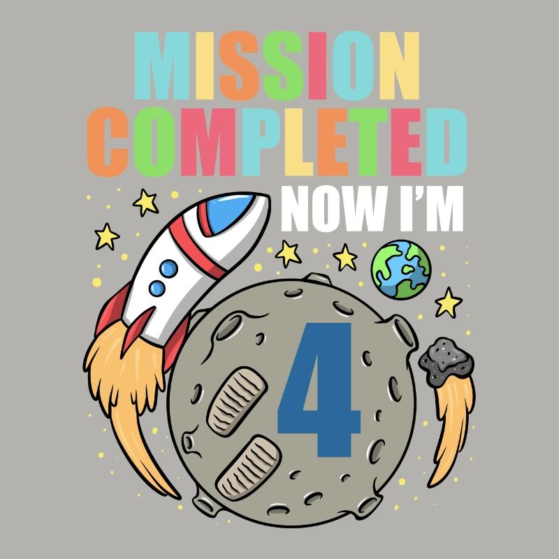 Space Birthday 4 Astronaut Planets Rocket Ship