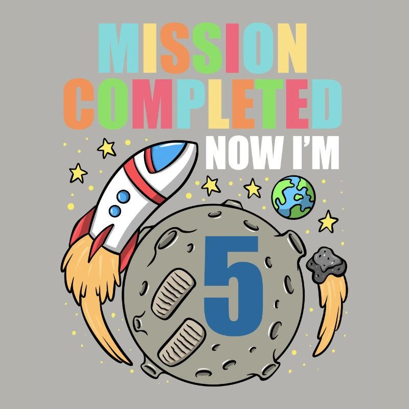 Space Birthday 5 Astronaut Planets Rocket Ship