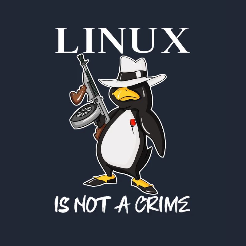 Linux is Not A Crime Tux Linux Penguin Gangster