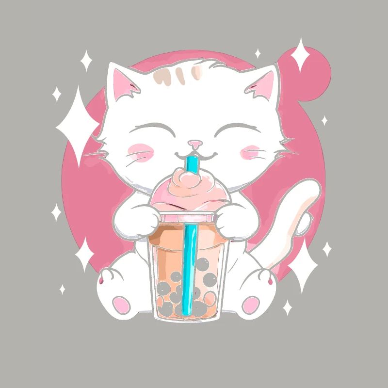 Kawaii Bubble Tea Cat Boba Milk