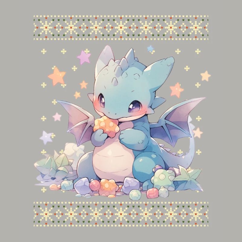 Dragon kawaii dans le style pull de Noël moche