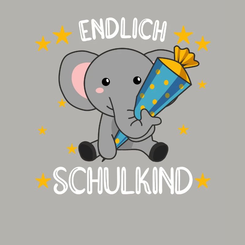 endlich Schulkind Einschulung Schule Elefant