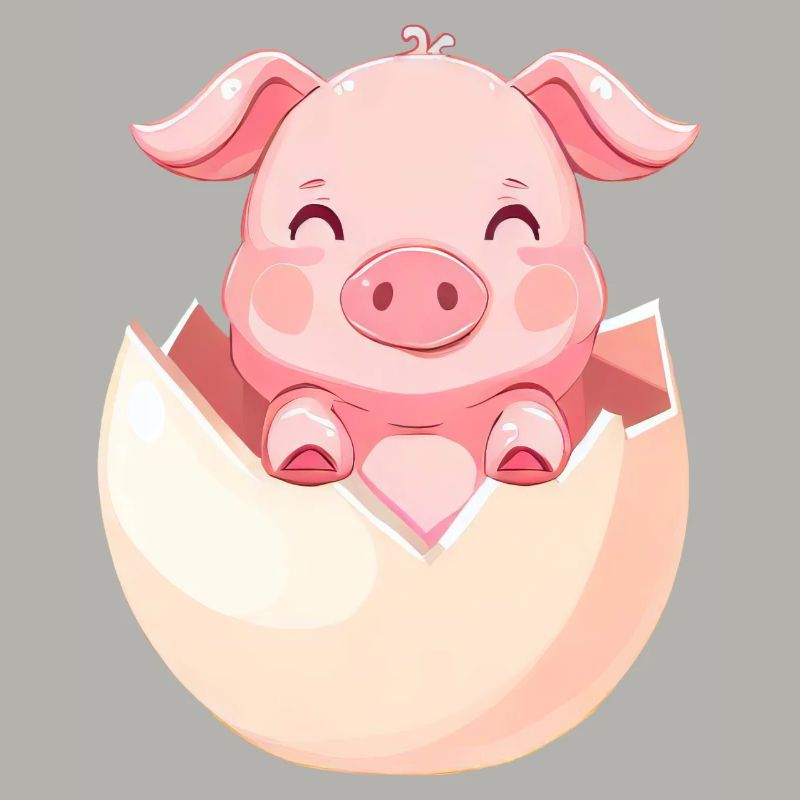 cute piglet hatches from the egg - cute