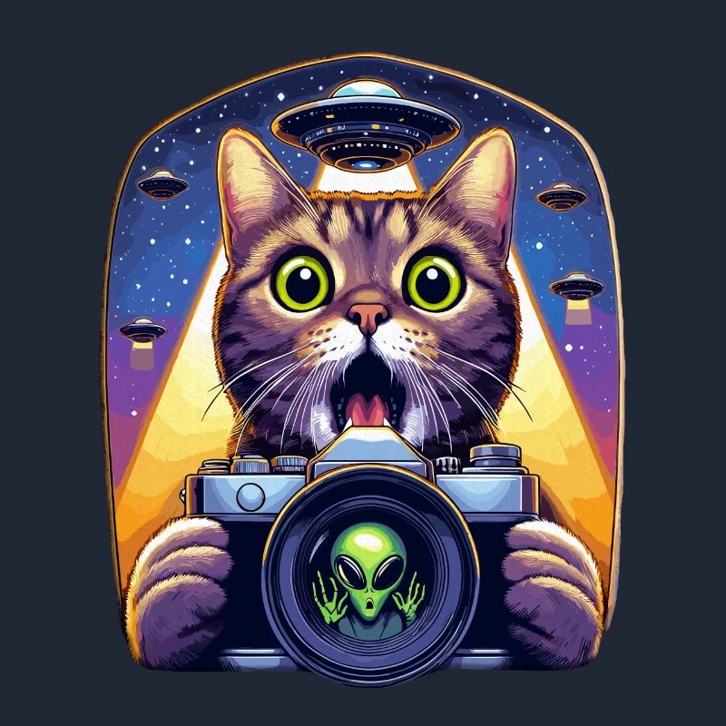 Funny Scared Cat With UFO Alien Attack 3D Effect