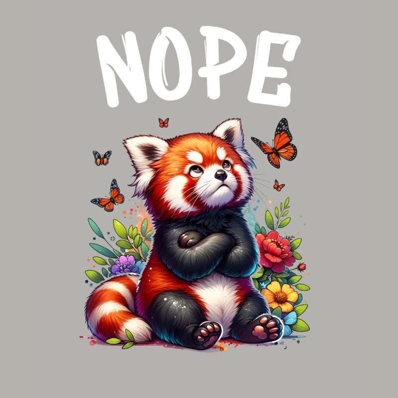 Red Panda Funny Saying Nope Fire Fox