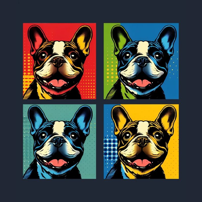 Frenchie Pop Art Bubbles, Pancake, Chonk, Nibbles