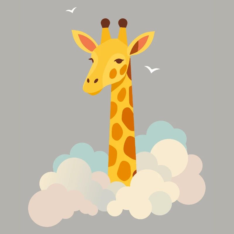 Gentle giraffe above the clouds – Dreamlike motif