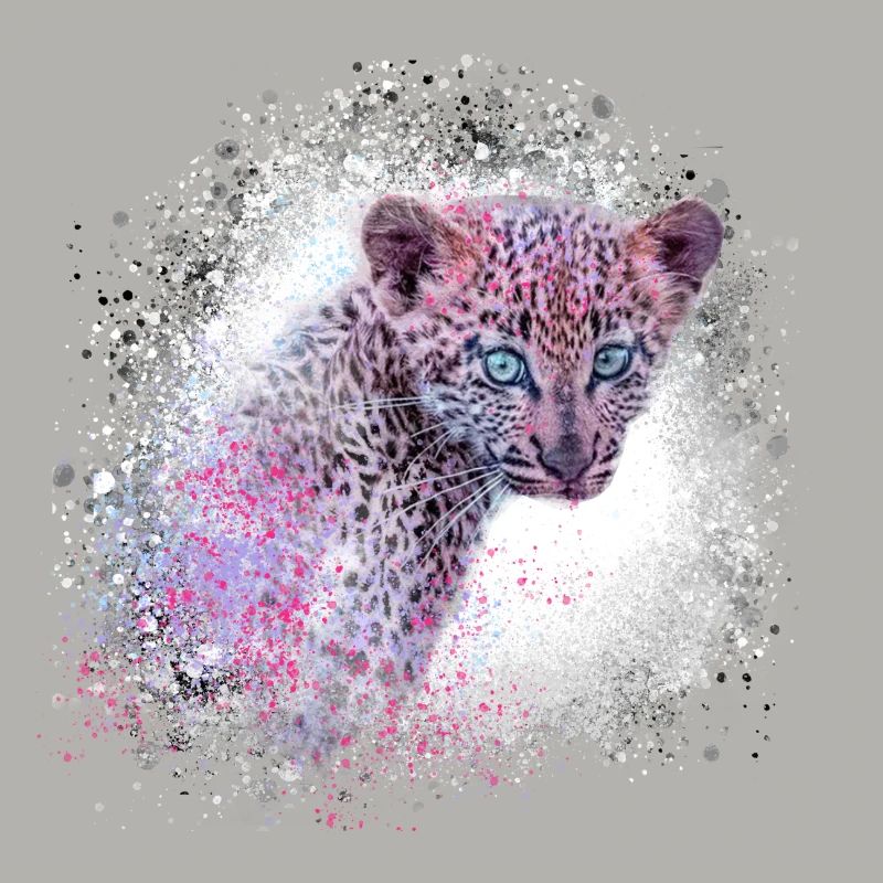 léopard, chat, chat sauvage, graffiti, peinture, vert
