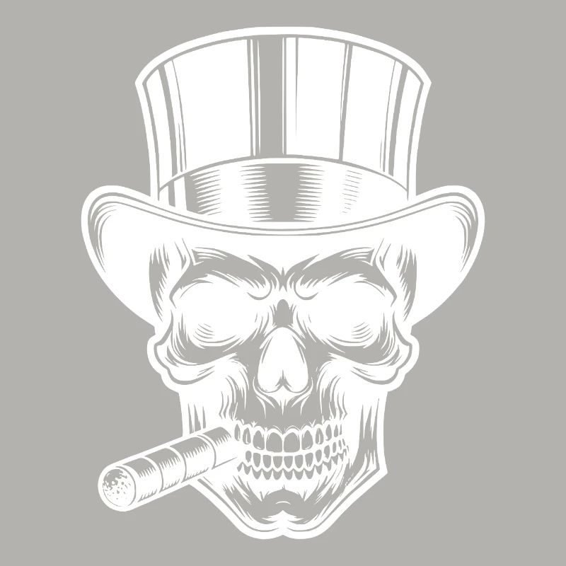 Grim Skull Cigar Tattoo Halloween Style
