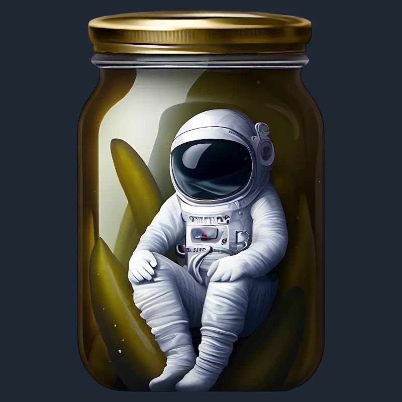 Astronaute dans un pot de cornichons