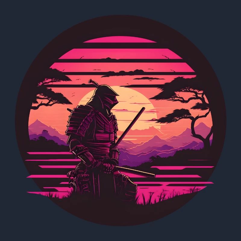 Synthwave Samurai avec katana