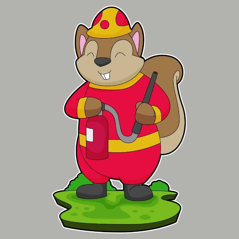 Squirrel Firefighter Fire Hose