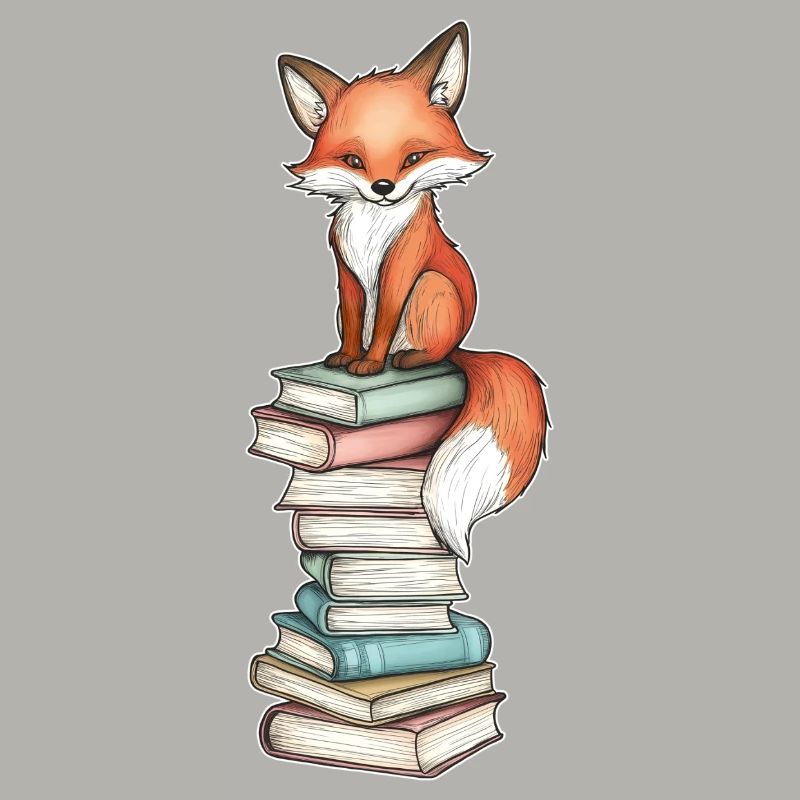 Fuchs auf Bücherstapel