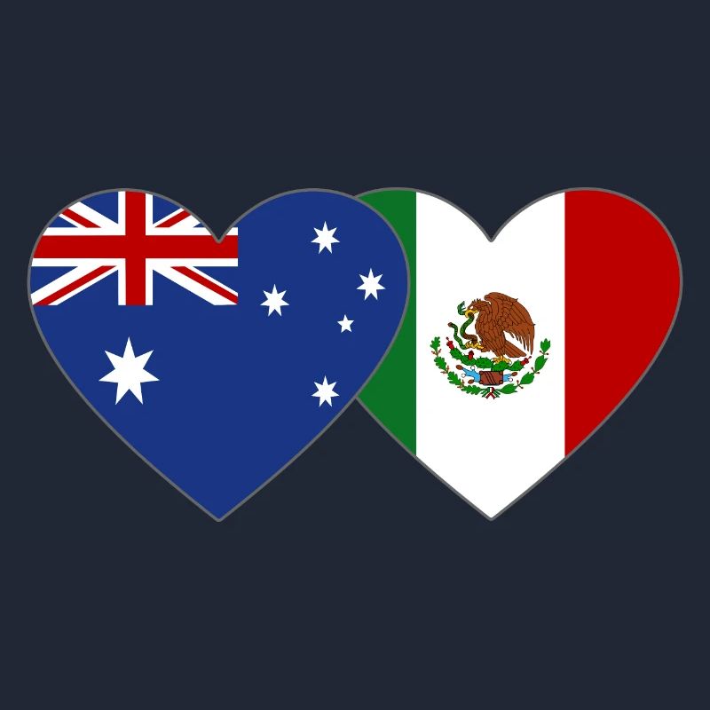 Australien Mexiko Flagge Herz