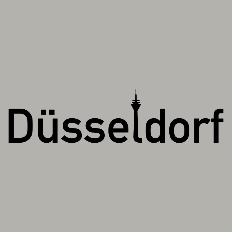 Düsseldorf Ortsschild Skyline mit Rheinturm