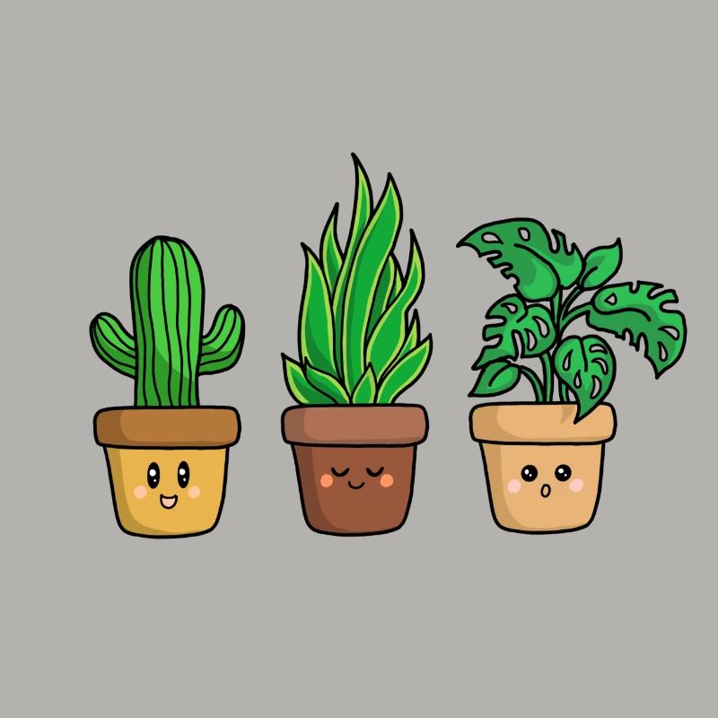 three cute plants