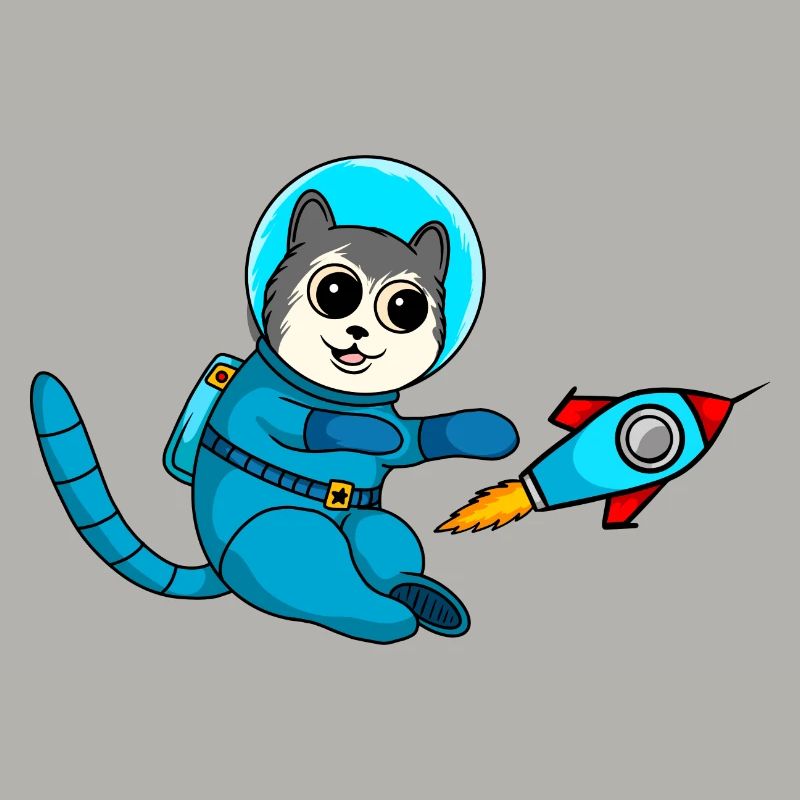 Cute comic cats astronaut in space