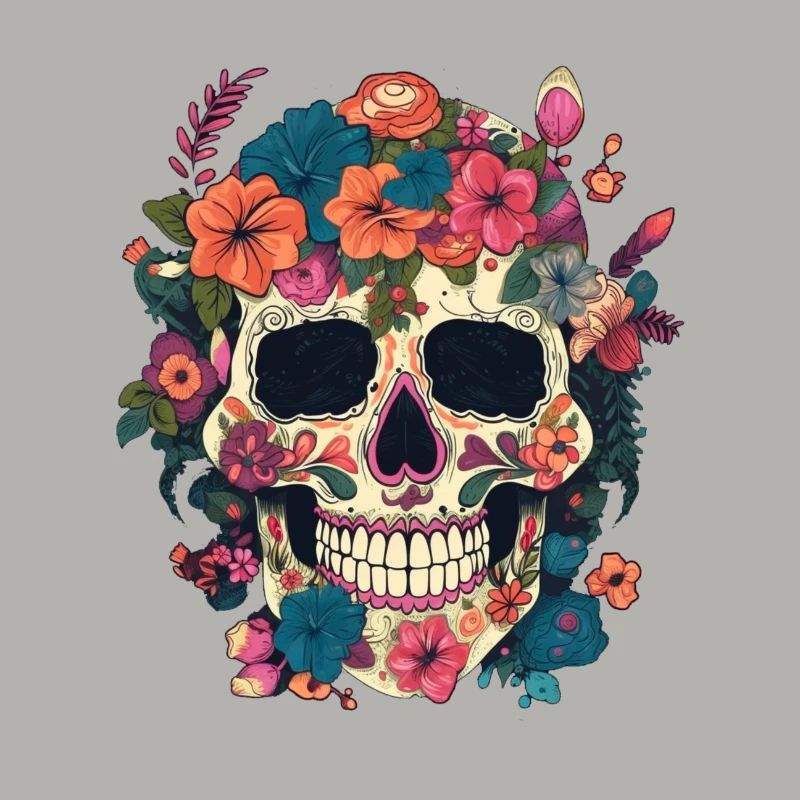 Crâne composé de fleur