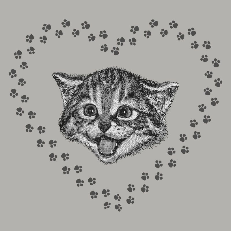 Suesses Katzengesicht mit Herz