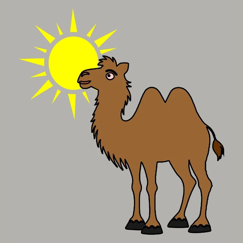 Kamel mit Sonne in der Wüste