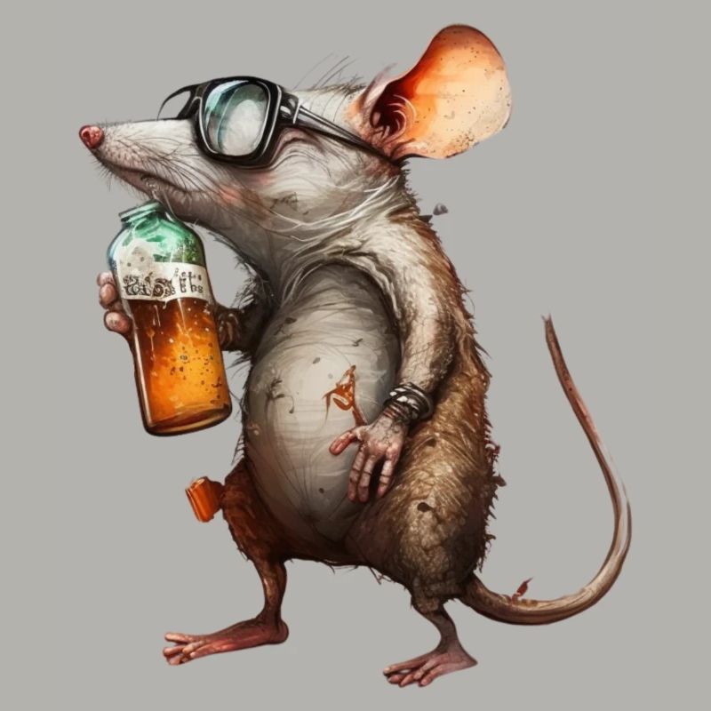 Funny beer mouse with glasses