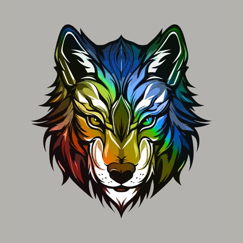 Wolf Kopf Bunt